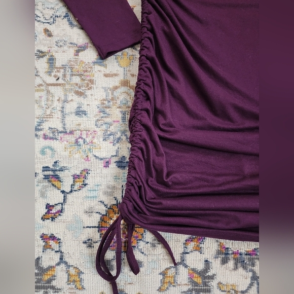 Forever 21 Women's Plum Lg Sleeve Adjustable Lenght Side Gathering Dress, sz 1XL - Picture 4 of 9